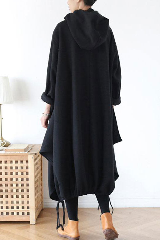 Casual hooded cotton dress coat