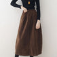 Elastic waist Corduroy Maxi skirt A019