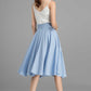 Handmade A line skirt in Blue 2367#