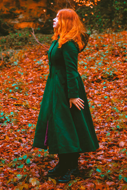 Green Wool Coat - Vintage Fit and Flare Silhouette 2502