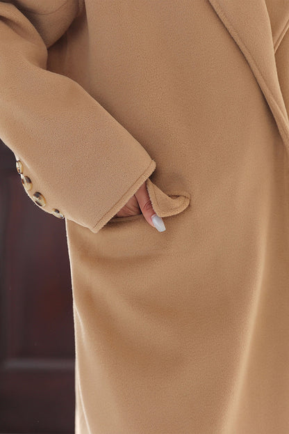 Camel Wool Coat Maxi - Long Belted Elegant Winter Overcoat 4017