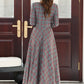 Women Retro Long Plaid Dress 4021
