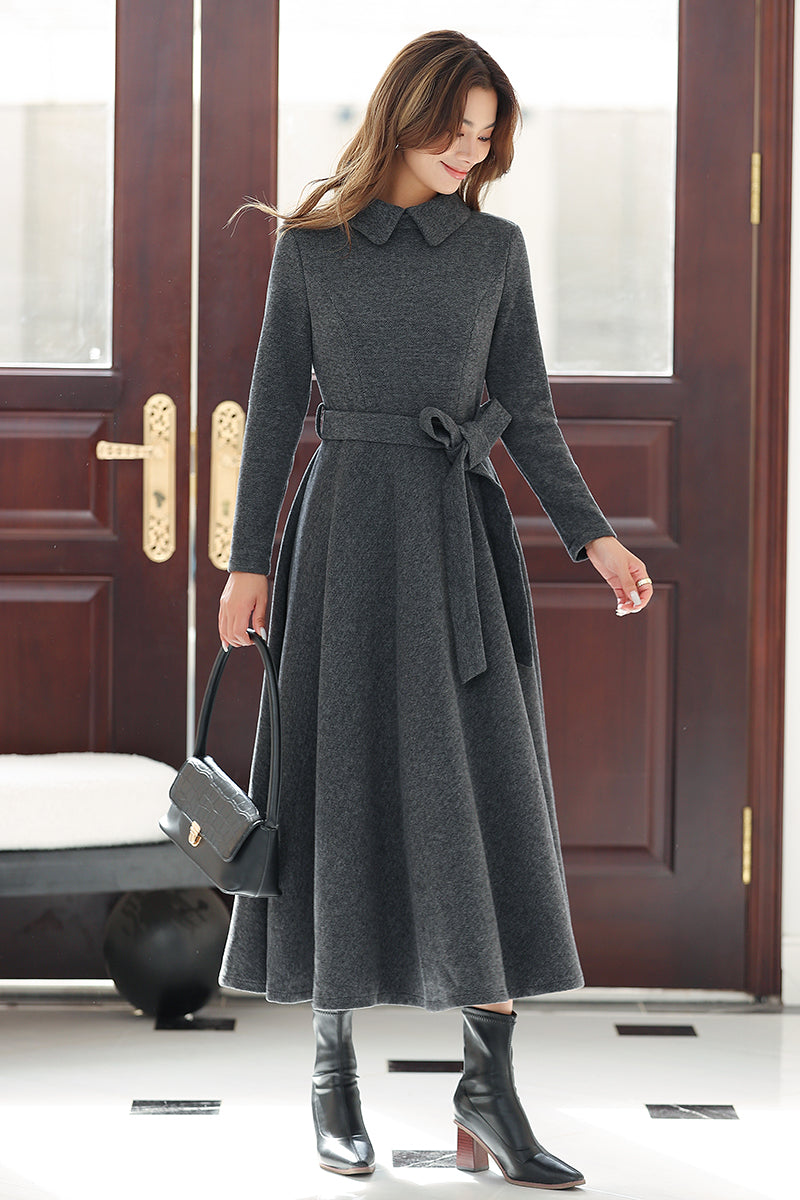 heather grey long sleeve dress Claude Lightweight Knit Long Sleeve Dress