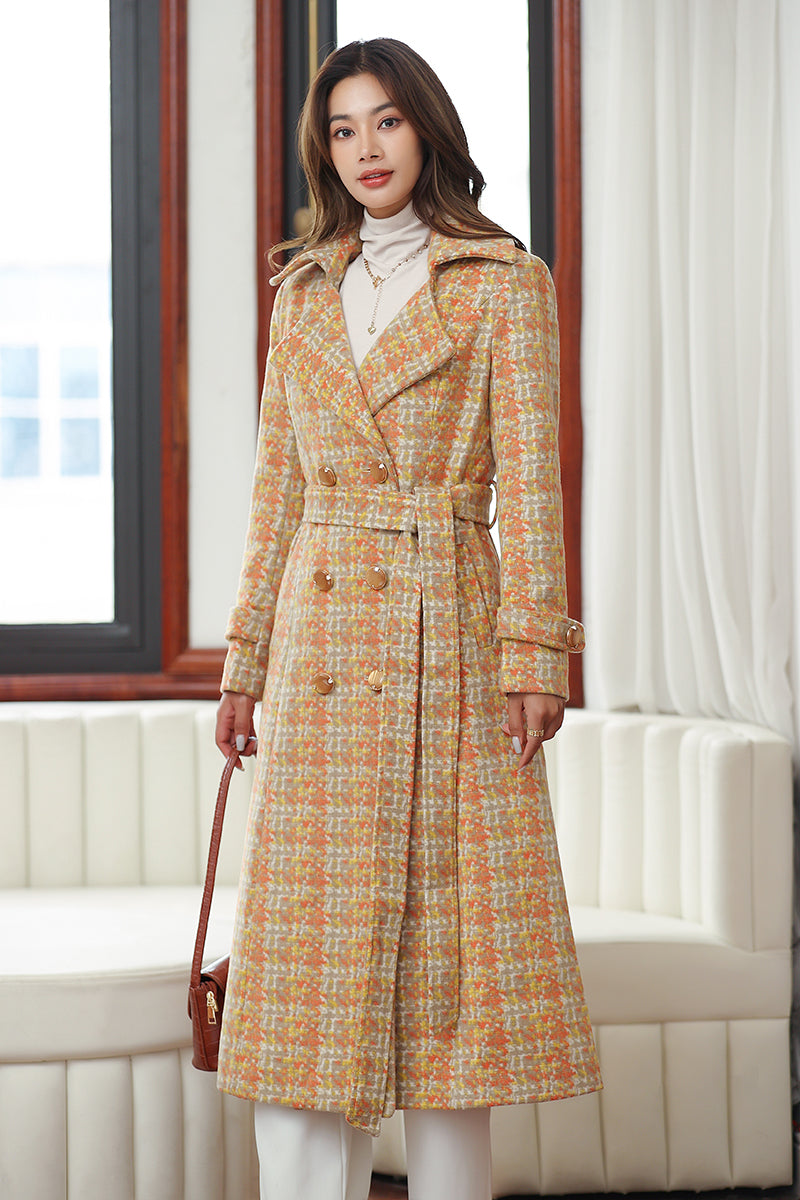 Plaid wool hot sale coat womens