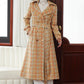 Women Yellow Plaid Wool Coat 4025