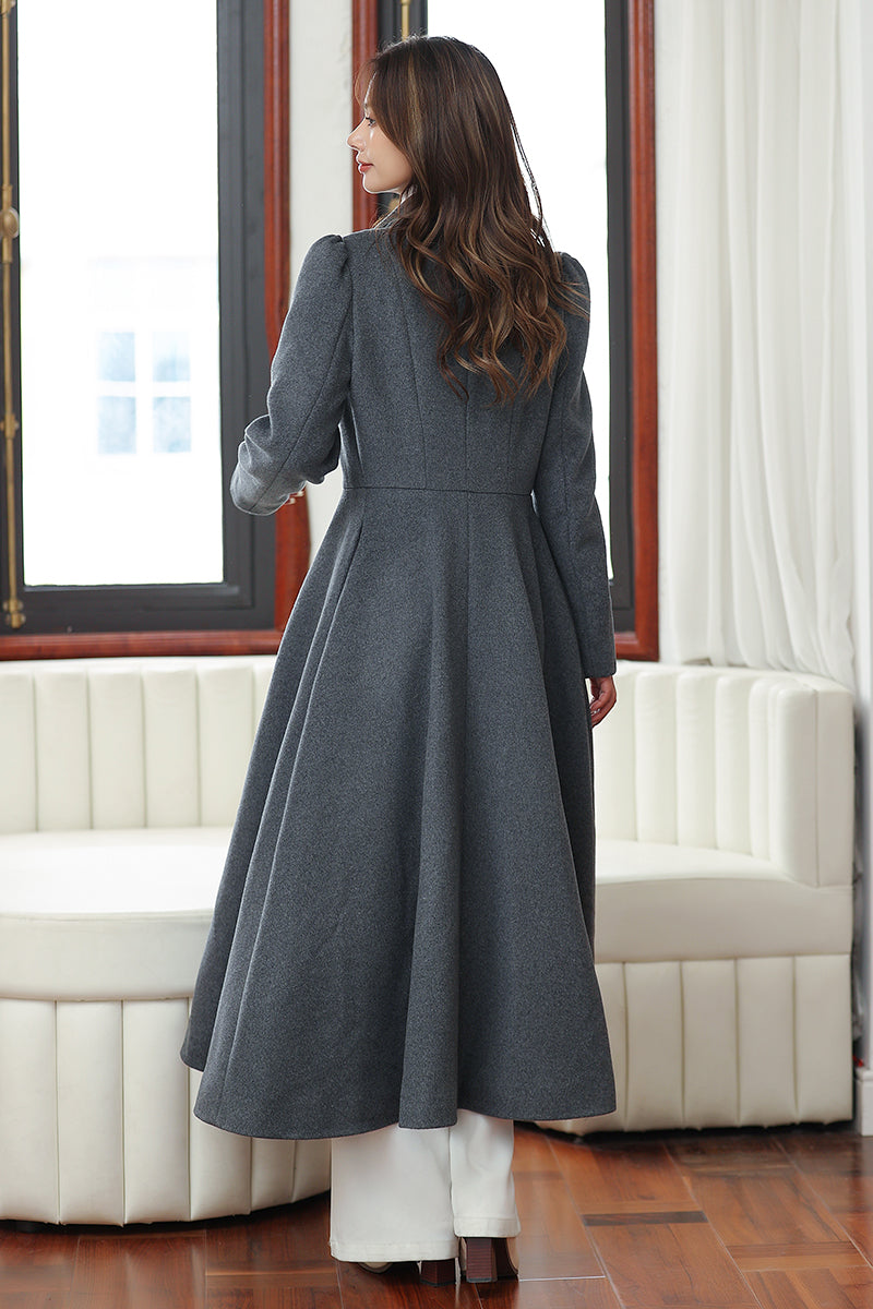 Dark Grey A-Line Wool Coat 4027 – XiaoLizi