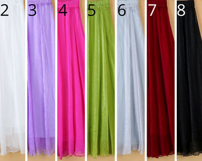 Women A Line Boho Elastic Waist Chiffon Skirt 2913