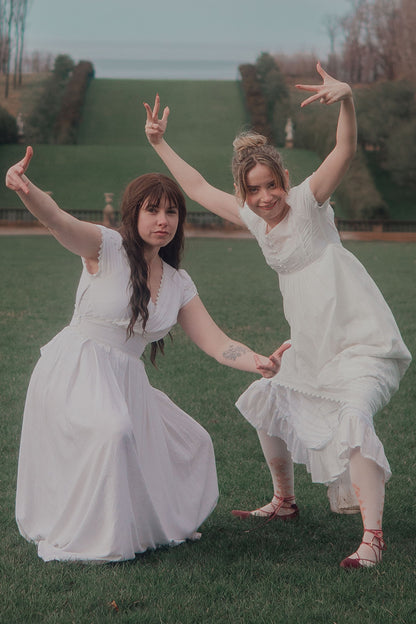 White Linen Blend Maxi Dress - Fit and Flare with Wrap V-Neck 3705
