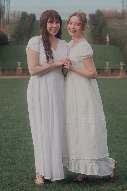 White Linen Blend Maxi Dress - Fit and Flare with Wrap V-Neck 3705