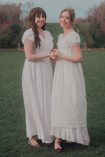 White Linen Blend Maxi Dress - Fit and Flare with Wrap V-Neck 3705