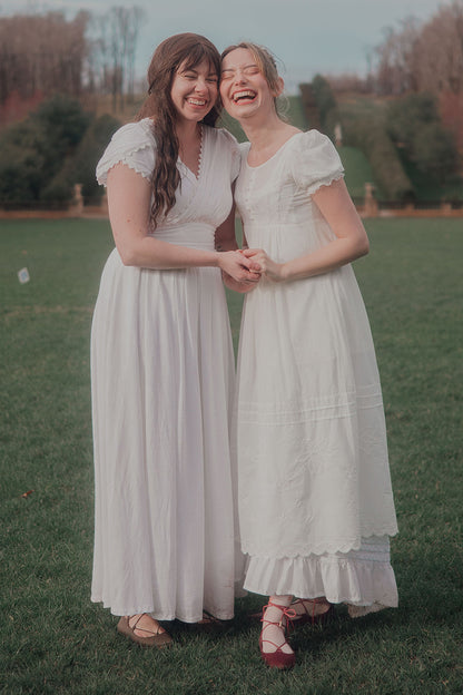 White Linen Blend Maxi Dress - Fit and Flare with Wrap V-Neck 3705