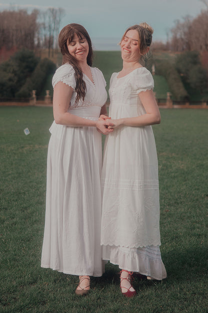 White Linen Blend Maxi Dress - Fit and Flare with Wrap V-Neck 3705