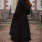 Black Asymmetrical Long Wool Winter Coat 3257