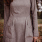 Gray Winter Long SleeveWool Dress Women 3258