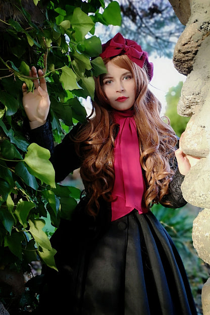 Black Wool Blend Swing Coat - Hooded Lace Trim | Xiaolizi 2708