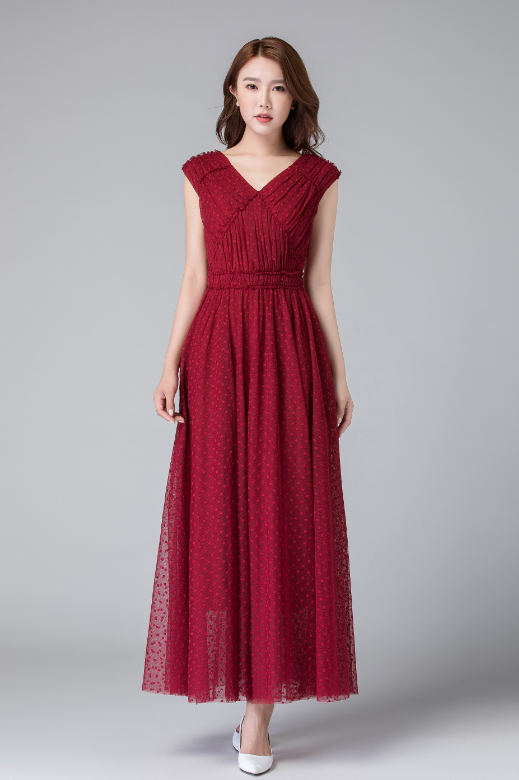 Wine red dress, Red wine bridesmaid dress, Burgundy red tulle dress, s Xiaolizi Wine red dress, Red wine bridesmaid dress, Burgundy red tulle dress, s Xiaolizi