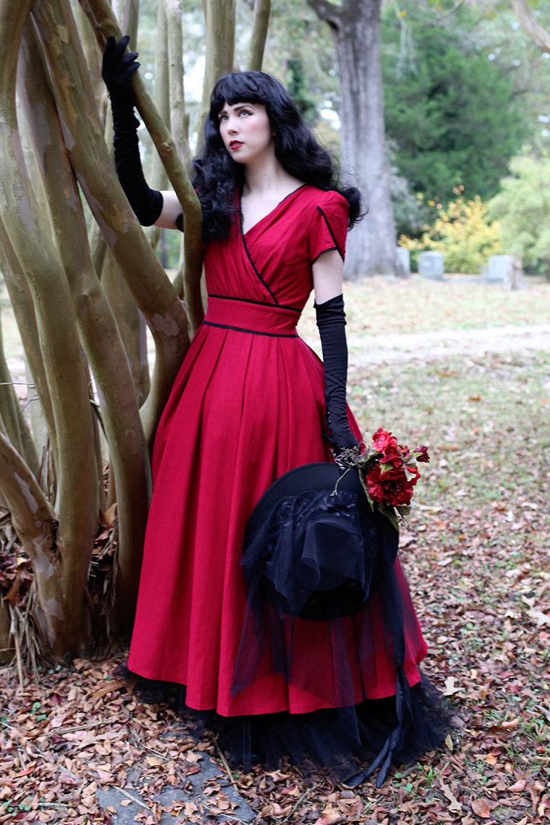 elegant vintage red gown