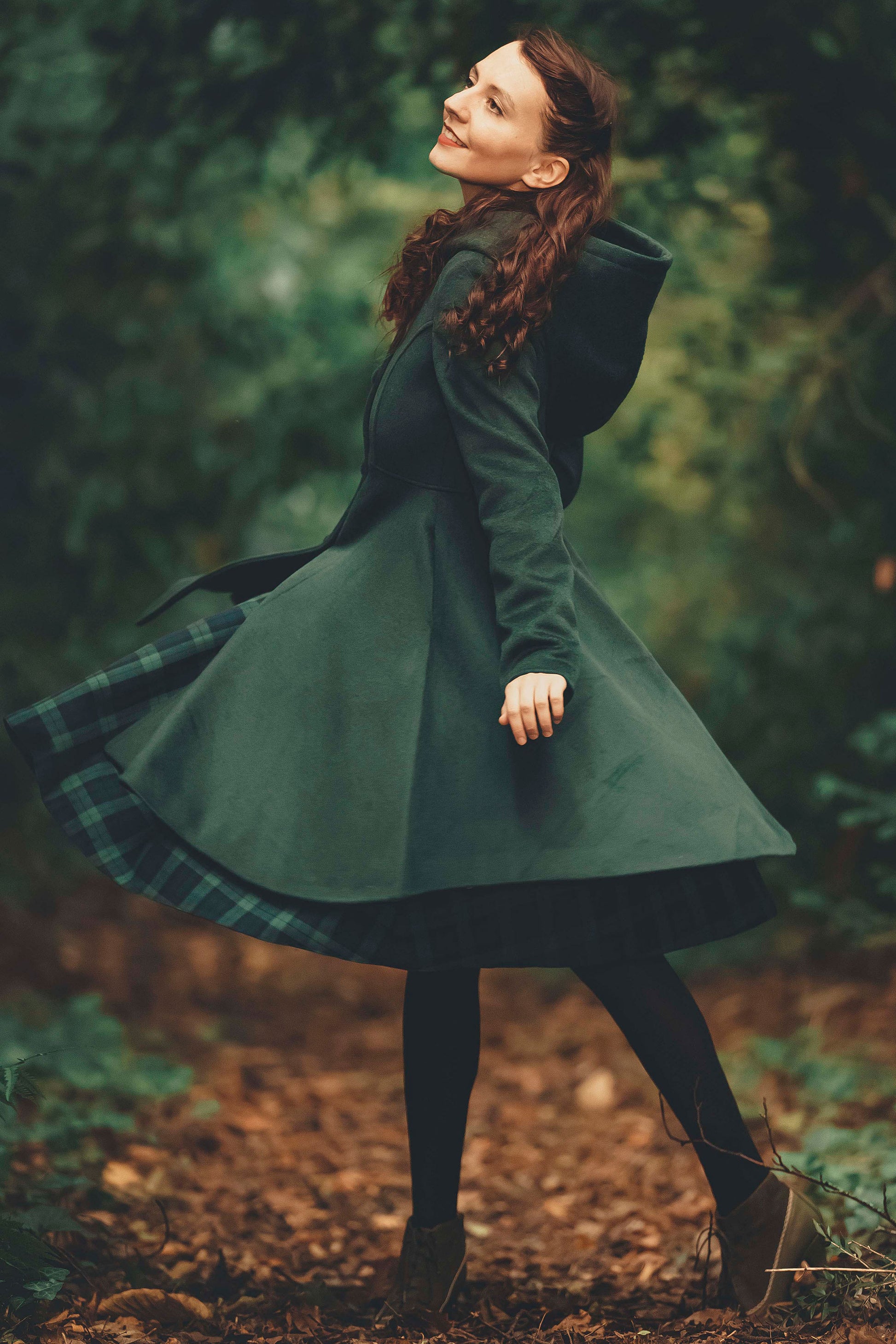 Vintage Green Wool Coat Handmade Hooded Overcoat | Xiaolizi Vintage Green Wool Coat Handmade Hooded Overcoat | Xiaolizi