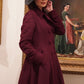 Wine Red Long Princess Wool Coat 3864