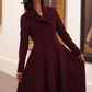 Wine Red Long Princess Wool Coat 3864