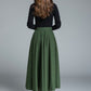 Women 1950s Green Wool Skirt 1641