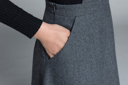 Gray Wool Blend Suspender Dress – Handmade A-Line Winter Midi | Xiaolizi  1645