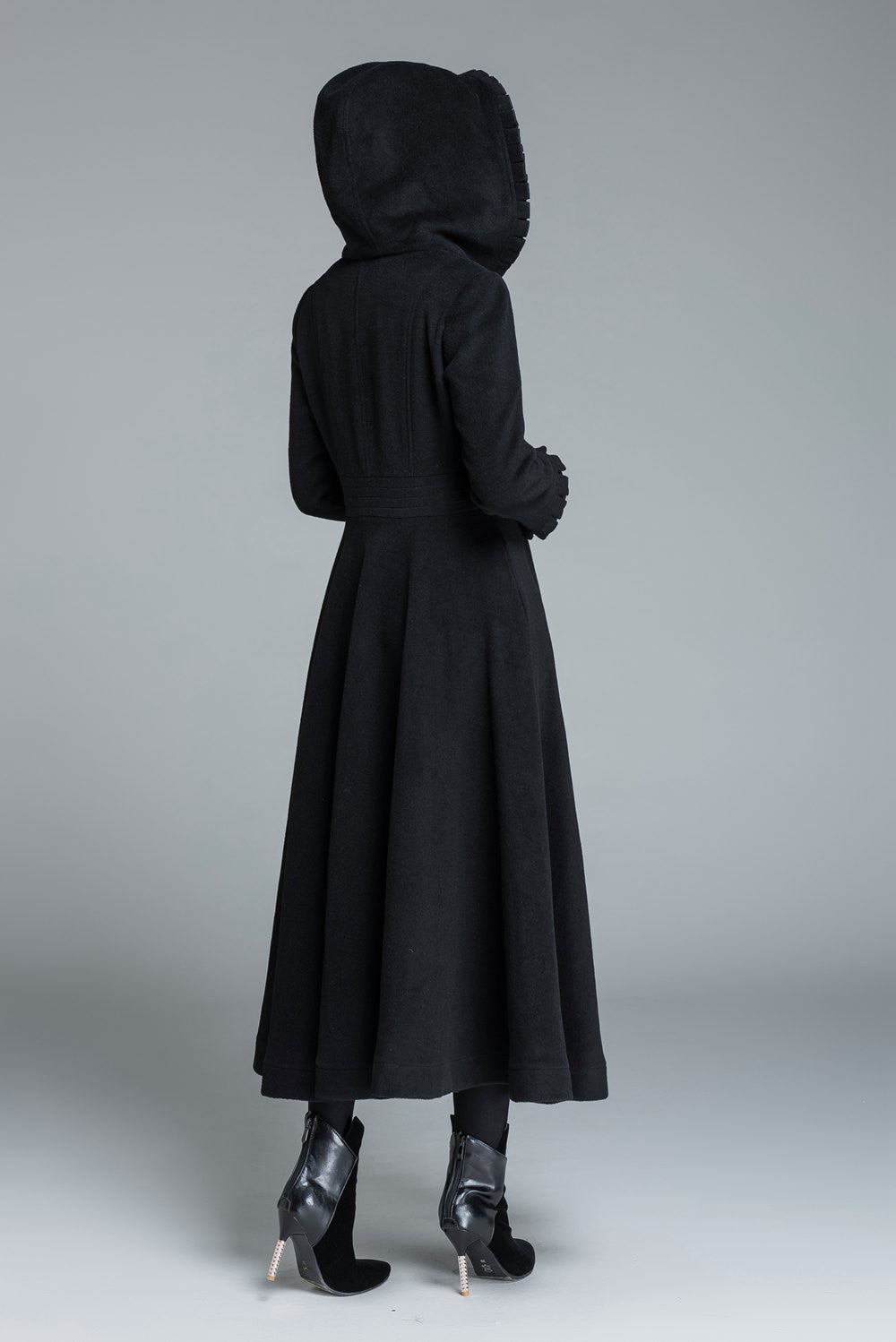 Black wool coat, winter coat, princess coat 1649#