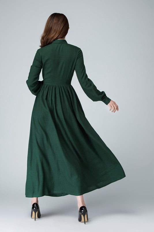 Long green cheap shirt dress