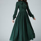 handmade long sleeve shirt dress in green 1455#