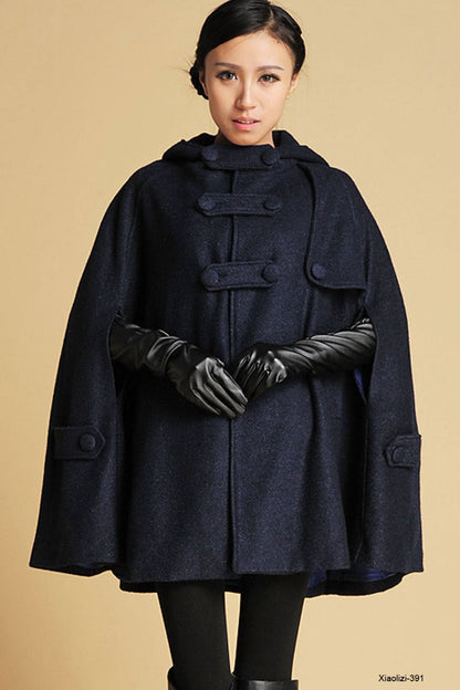 Blue wool cape