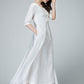 Feminine White maxi dress 1485#