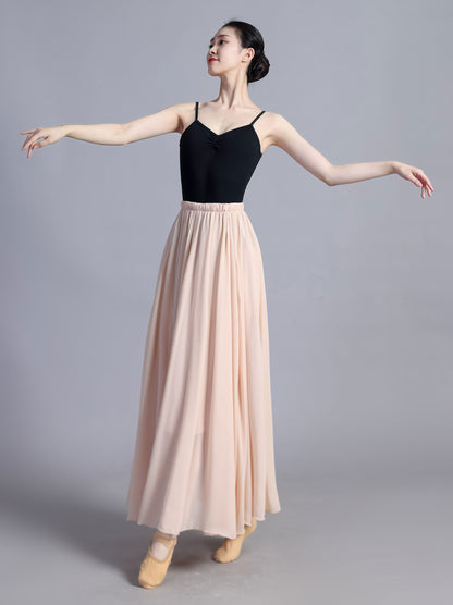 Pink Chiffon Maxi Circle Skirt - Reversible Elegant Swing | Xiaolizi 3387