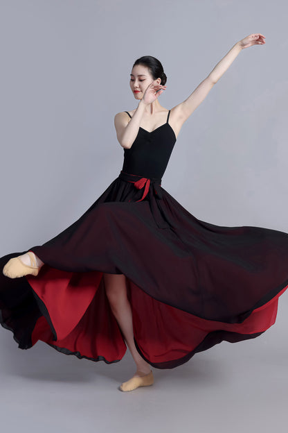 Black Long dance Chiffon Pleated Skirt 3390#