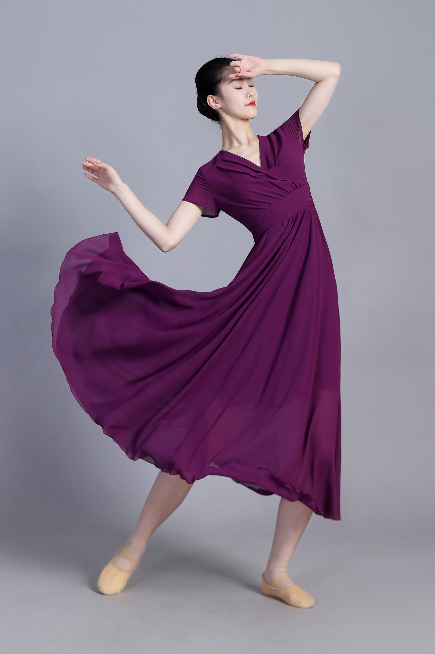 Summer Boho  Purple Swing Dress 3391#