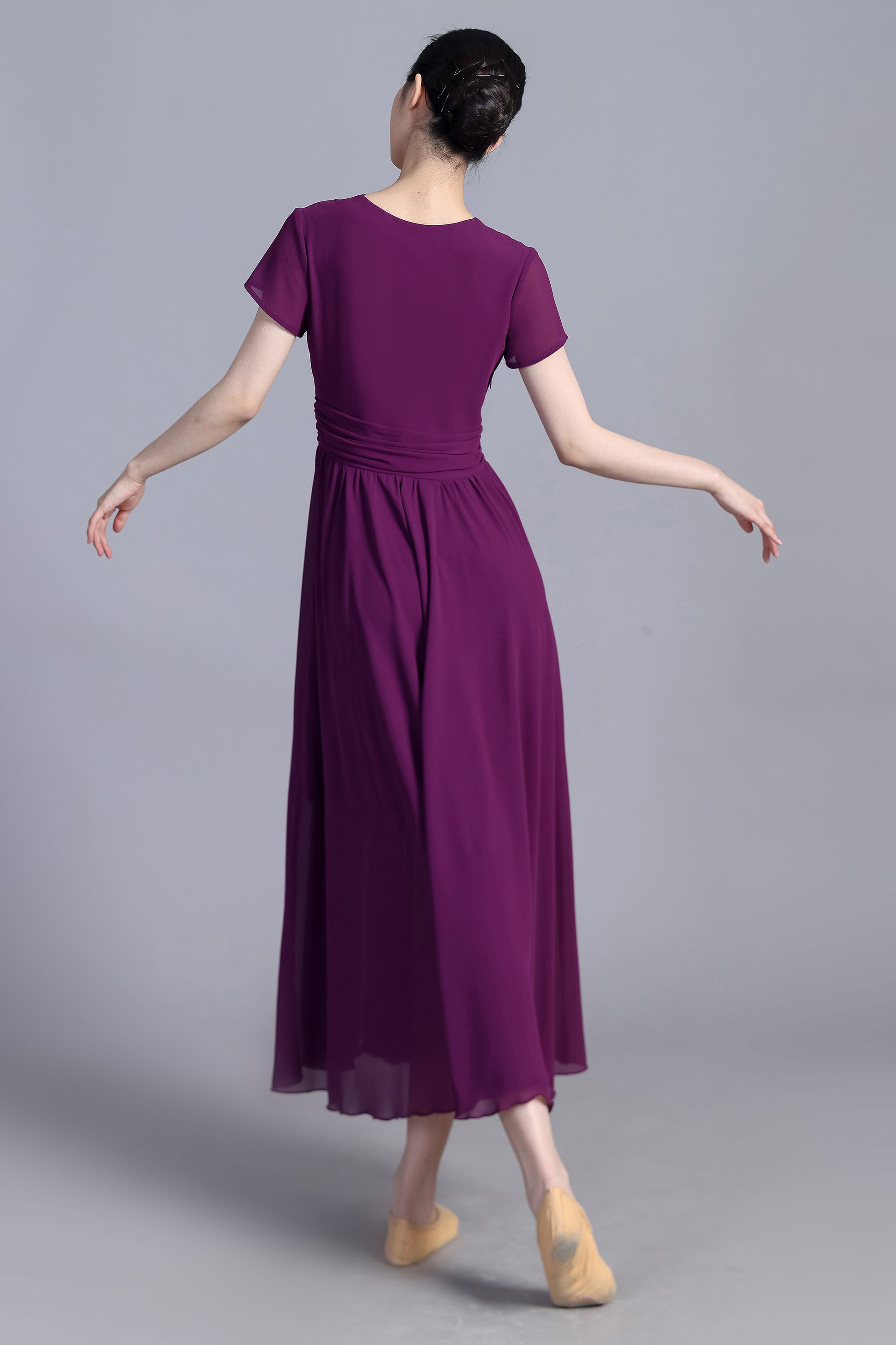 Purple Chiffon Maxi Dress - V-Neck Empire Waist | Xiaolizi Purple Chiffon Maxi Dress - V-Neck Empire Waist | Xiaolizi