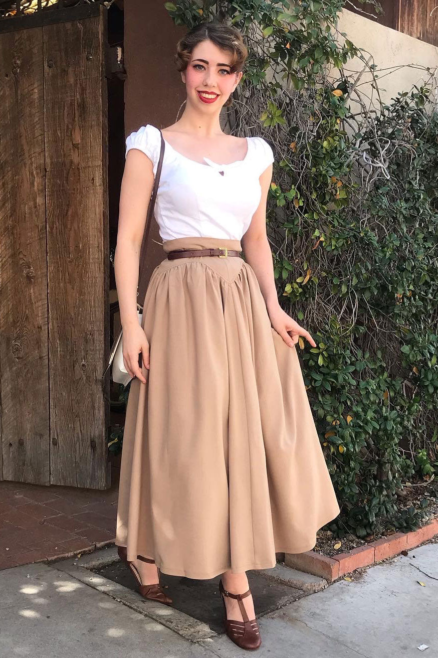 Vintage style 2025 pleated maxi skirt