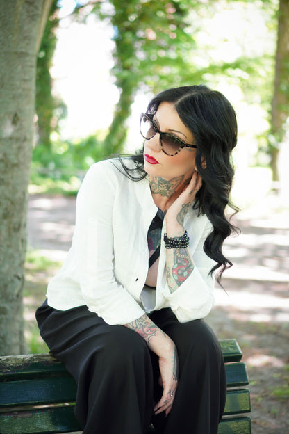 White Linen Shirt - Long Sleeve Split Neck | Xiaolizi 3001