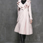 Ruffled Collar Winter Coat - Pink Long Wool Coat (1348)