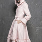 pink ruffle wool coat