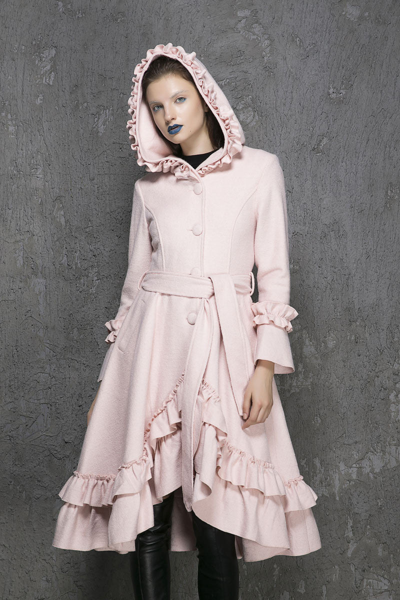 Pink wool winter store coat