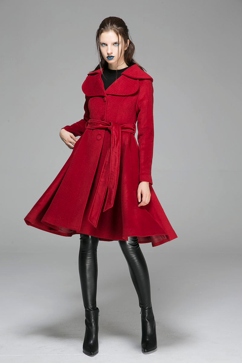 Women's Swing fit and flare wool coat 0336#