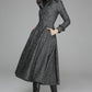 Hooded maxi wool dress coat with ruffle detail 1369#