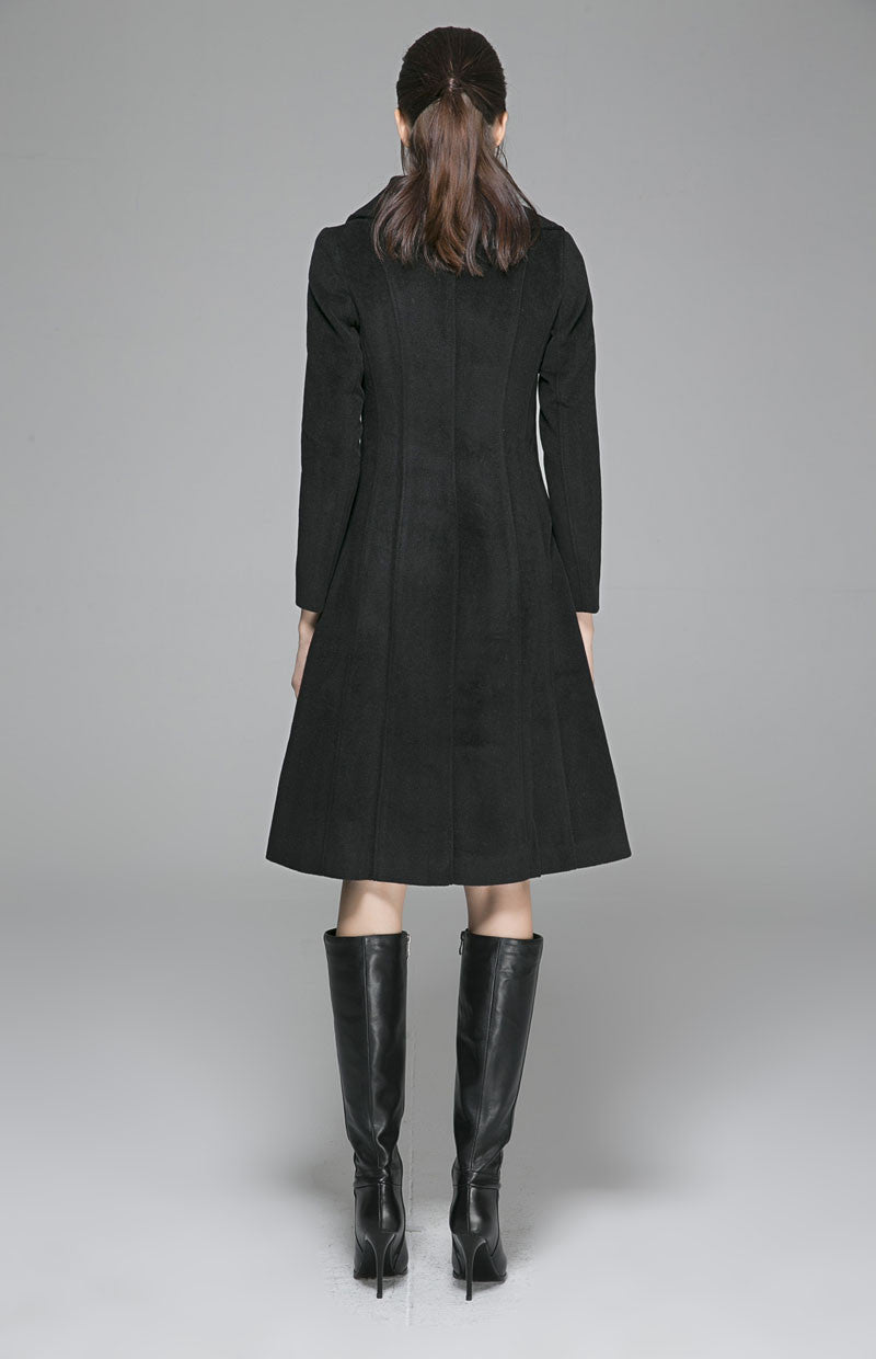 Black Winter Wool Coat 1370#