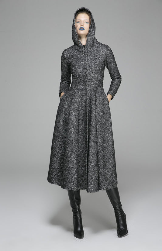 women's hooded wool swing coat jacket for winter 1374#