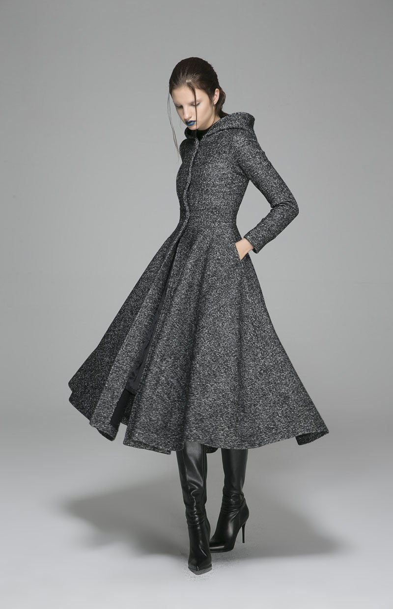 women's hooded wool swing coat jacket for winter 1374# – XiaoLizi