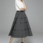 Winter wool skirt maxi skirt dark gray wool skirt (1376)