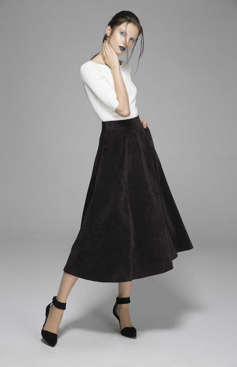 Zara brown outlet corduroy skirt