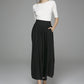 Black maxi swing skirt with pleated waist 1384#
