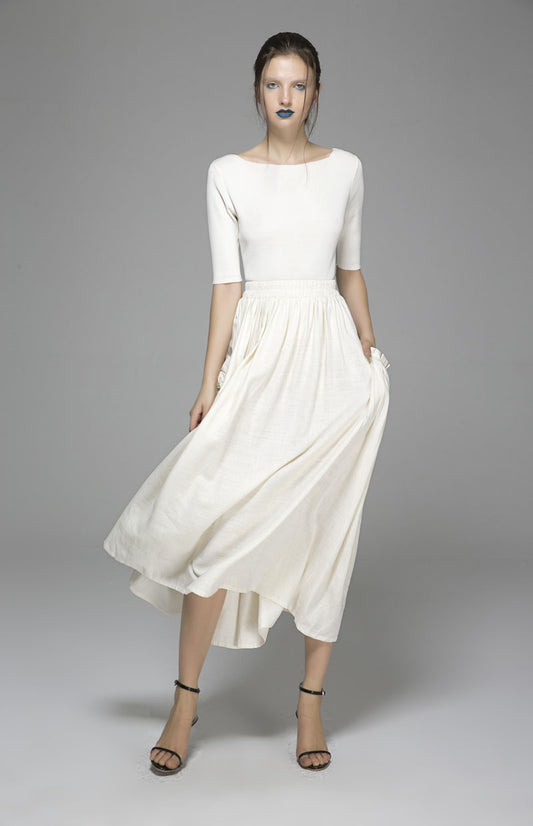 Maxi linen skirt women summer long skirt prom skirt 1391#