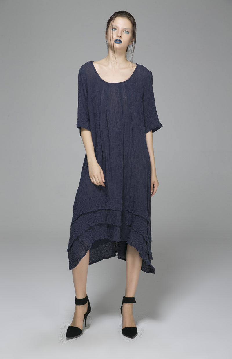 Blue Dress-Linen Dress-Woman Dress-Maxi-Long Prom Dress-Maxi Dress-Spring Dress-Woman Linen Party Dress-1400#